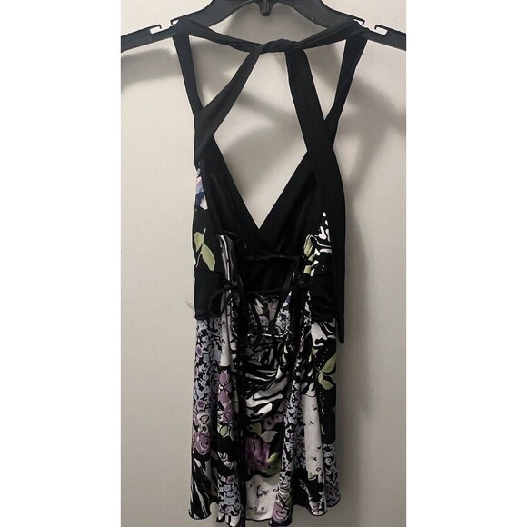 Floral Mixed Deep V-Neck Print Top Belted Waist Bohemian Fairycore Size Small - Picture 2 of 5